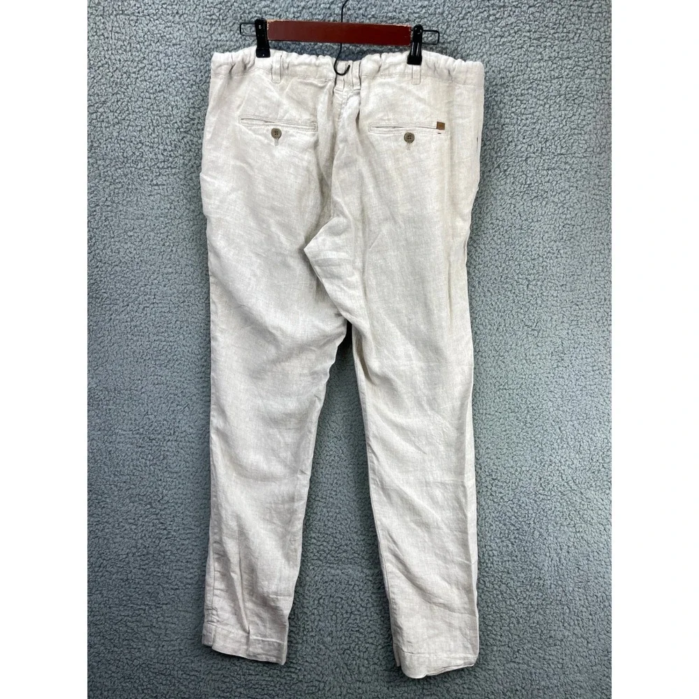 Zara Men's Cream Linen Drawstring Pants